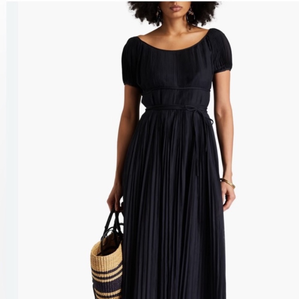 Tory Burch / Black Pleated Dress / silk / tie / size 6